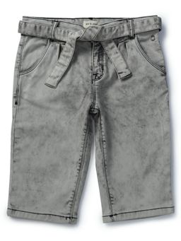 Gini & Jony - Girls Grey Denim Solid Pedal Pusher (Set of 2)