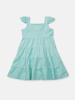 Gini & Jony - Girls Blue Cotton Solid Dress
