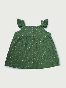 Gini & Jony - Girls Green Cotton Floral Woven Top