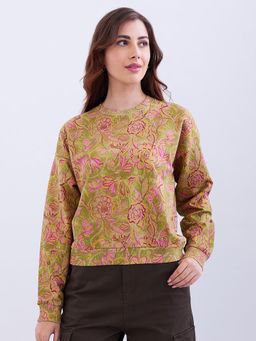 Spykar - Seakelp Green Comfort Fit Casual Sweatshirt for Women