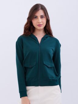 Spykar - Teal Regular Fit Casual Hoodie for Women