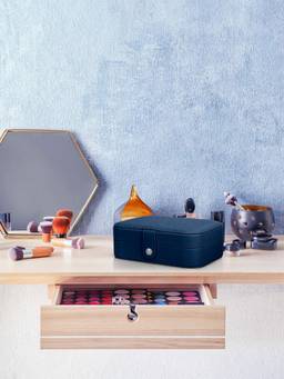 Cortina - Jewellery Organiser PU Leather Zipper Portable Storage Box with Divider Container