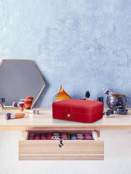 Cortina - Jewellery Organiser PU Leather Zipper Portable Storage Box with Divider Container