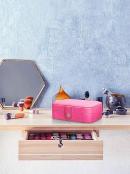Cortina - Jewellery Organiser PU Leather Zipper Portable Storage Box with Divider Container