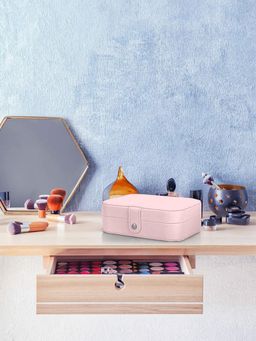 Cortina - Jewellery Organiser PU Leather Zipper Portable Storage Box with Divider Container