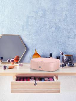 Cortina - Jewellery Organiser PU Leather Zipper Portable Storage Box with Divider Container
