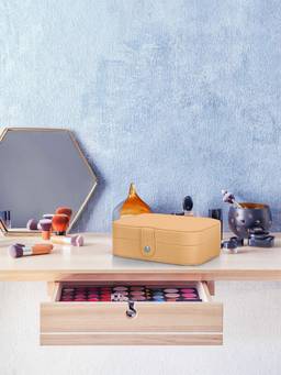 Cortina - Jewellery Organiser PU Leather Zipper Portable Storage Box with Divider Container