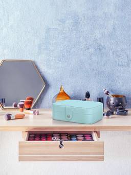 Cortina - Jewellery Organiser PU Leather Zipper Portable Storage Box with Divider Container