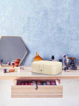 Cortina - Jewellery Organiser PU Leather Zipper Portable Storage Box with Divider Container