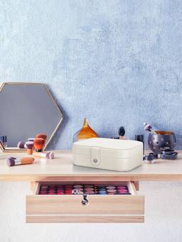 Cortina - Jewellery Organiser PU Leather Zipper Portable Storage Box with Divider Container
