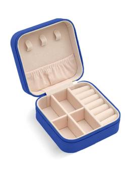 Cortina - Jewellery Organiser PU Leather Zipper Portable Storage Box with Divider Container