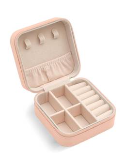 Cortina - Jewellery Organiser PU Leather Zipper Portable Storage Box with Divider Container