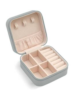 Cortina - Jewellery Organiser PU Leather Zipper Portable Storage Box with Divider Container