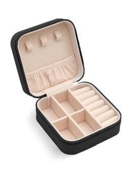 Cortina - Jewellery Organiser PU Leather Zipper Portable Storage Box with Divider Container