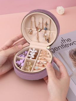 Cortina - Jewellery Organiser PU Leather Zipper Portable Storage Box with Divider Container