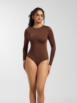 FEIER - Luxe-Feel Brown Long Sleeve Bodysuit