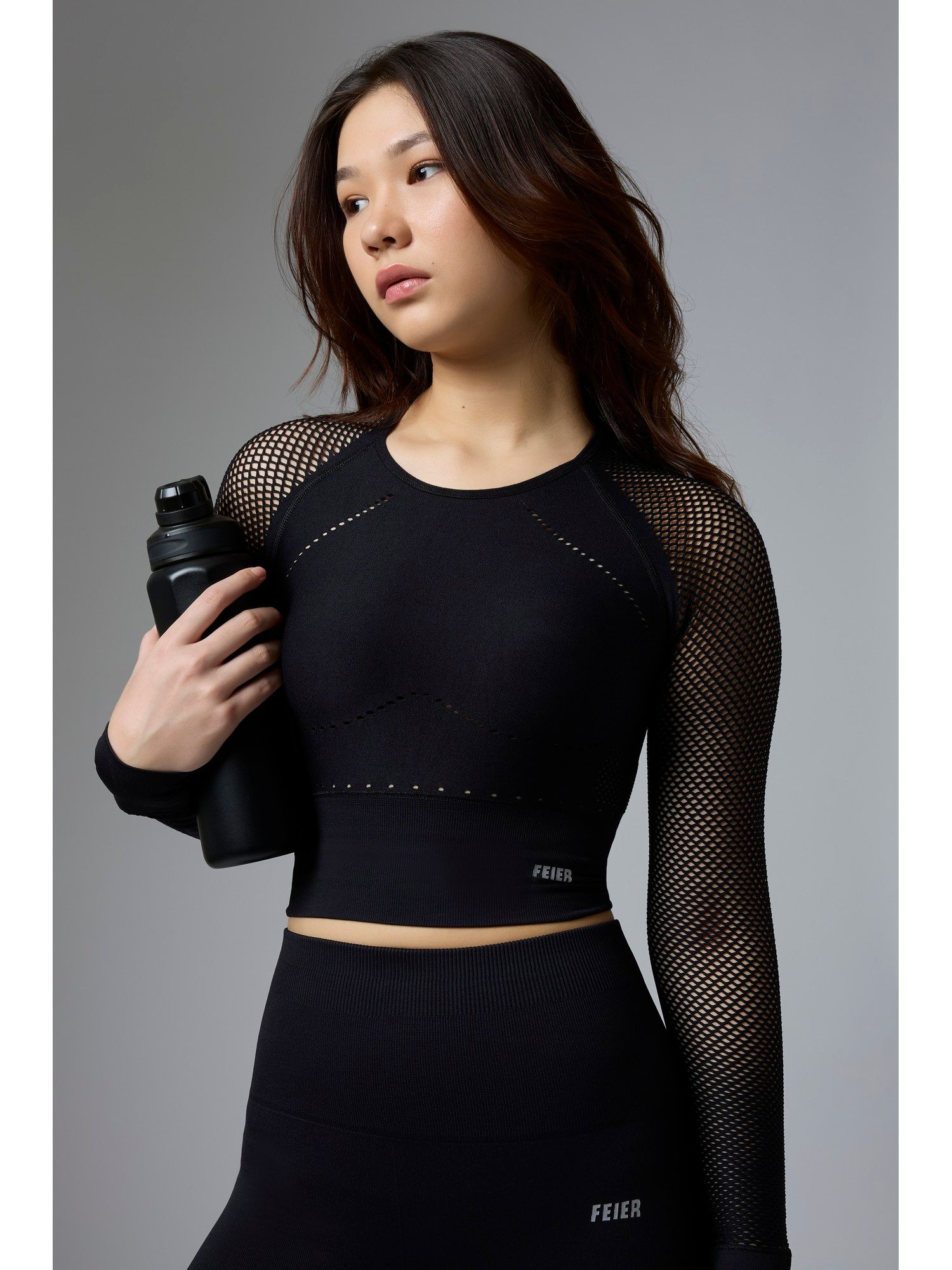 feier Black Airwave Long Sleeve Crop Top-picture-35