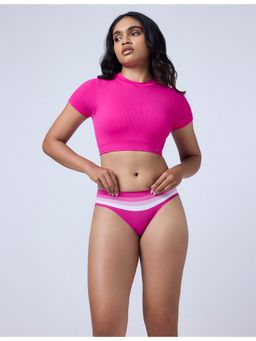 FEIER - Pink Flex Rib Double Crop Top