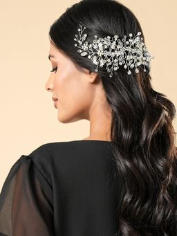 Yellow Chimes - Women White Beaded Tiara