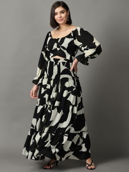 SHOWOFFFF - Womens Printed Black Co-Ord (Set of 2)
