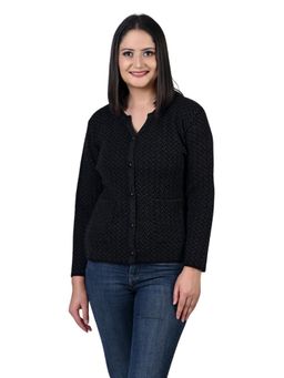 TWENTY ME - Black Casual Full Sleeve with Pockets Women Cardigan