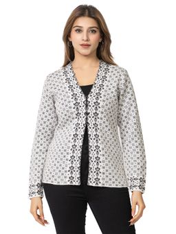 TWENTY ME - Casual White Acrylic Blend Button Closure Full Sleeve Women Cardigan