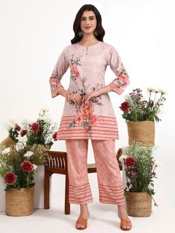 Yufta - Peach Printed Cotton Co-Ord Set