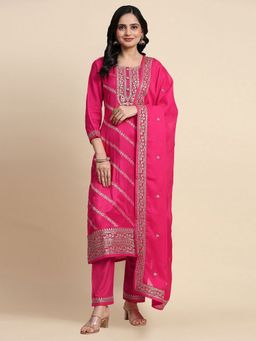 Trendmalls - Pink Kurta with Pant and Dupatta