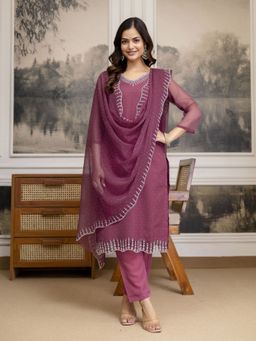 Trendmalls - Pink Kurta with Pant and Dupatta