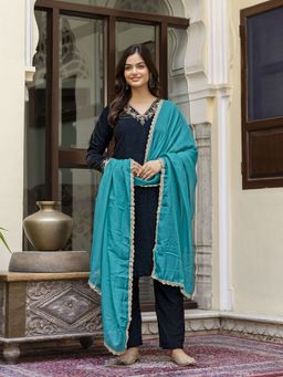 Trendmalls - Blue Kurta with Pant and Dupatta
