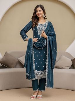 Trendmalls - Blue Kurta with Pant and Dupatta