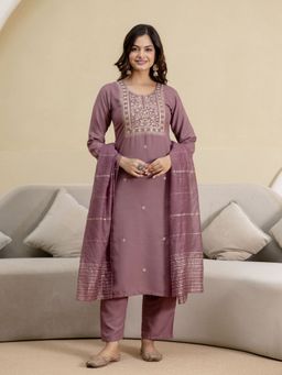 Trendmalls - Mauve Kurta with Pant and Dupatta