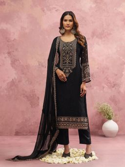 Trendmalls - Black Kurta with Pant and Dupatta