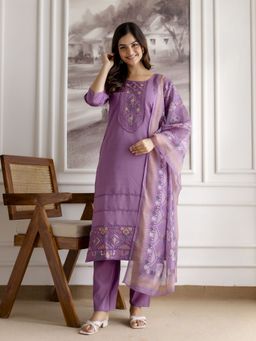 Trendmalls - Purple Kurta with Pant and Dupatta