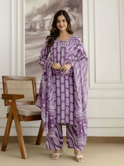 Trendmalls - Purple Kurta with Pant and Dupatta