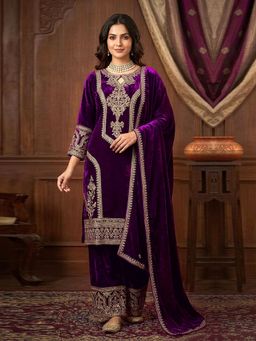 Trendmalls - Purple Kurta with Pant and Dupatta