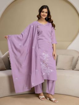 Trendmalls - Purple Kurta with Pant and Dupatta