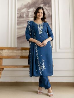 Trendmalls - Teal Kurta with Pant and Dupatta