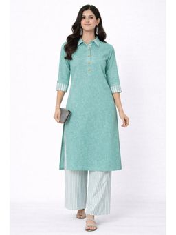 SUTRA CLOTHING - Green Striped Cotton Co-Ord Set