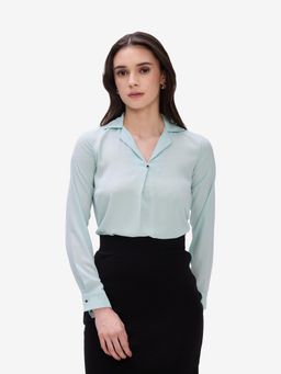 Strong And Brave - Women Georgette Shirt Style Green Top