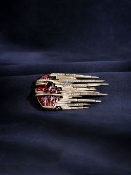 Cosa Nostraa - Antique Gold Red Dangler Brooch