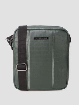 Police - Green Croco Classy PU Leather Medium Crossbody Bag for Men