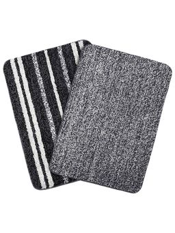 Saral Home - Black Microfiber Anti Skid Bath Mat 50x70 cm (Pack of 2)