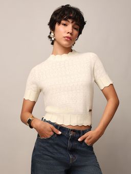 ONLY - Beige Self Design Top