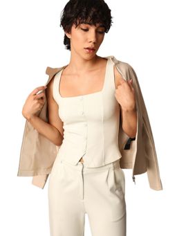 ONLY - Cream Solid Tank Top