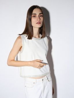 ONLY - White Embellished Tank Top