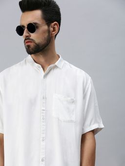 SHOWOFF - Adults-men Casual Solid Slim Fit Shirts-white