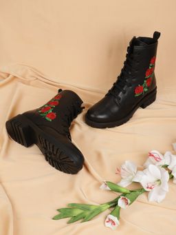Truffle Collection - Black Floral Boots