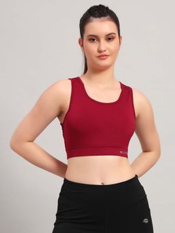 CLOTHWIK - Maroon Solid Fitted Fit Sports Bra