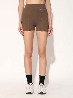 CLOTHWIK - Khaki Solid Regular Fit Shorts
